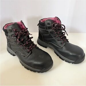 Wolverine Waterproof Work Boots Composite Toe Piper Leather Black Pink Size 8